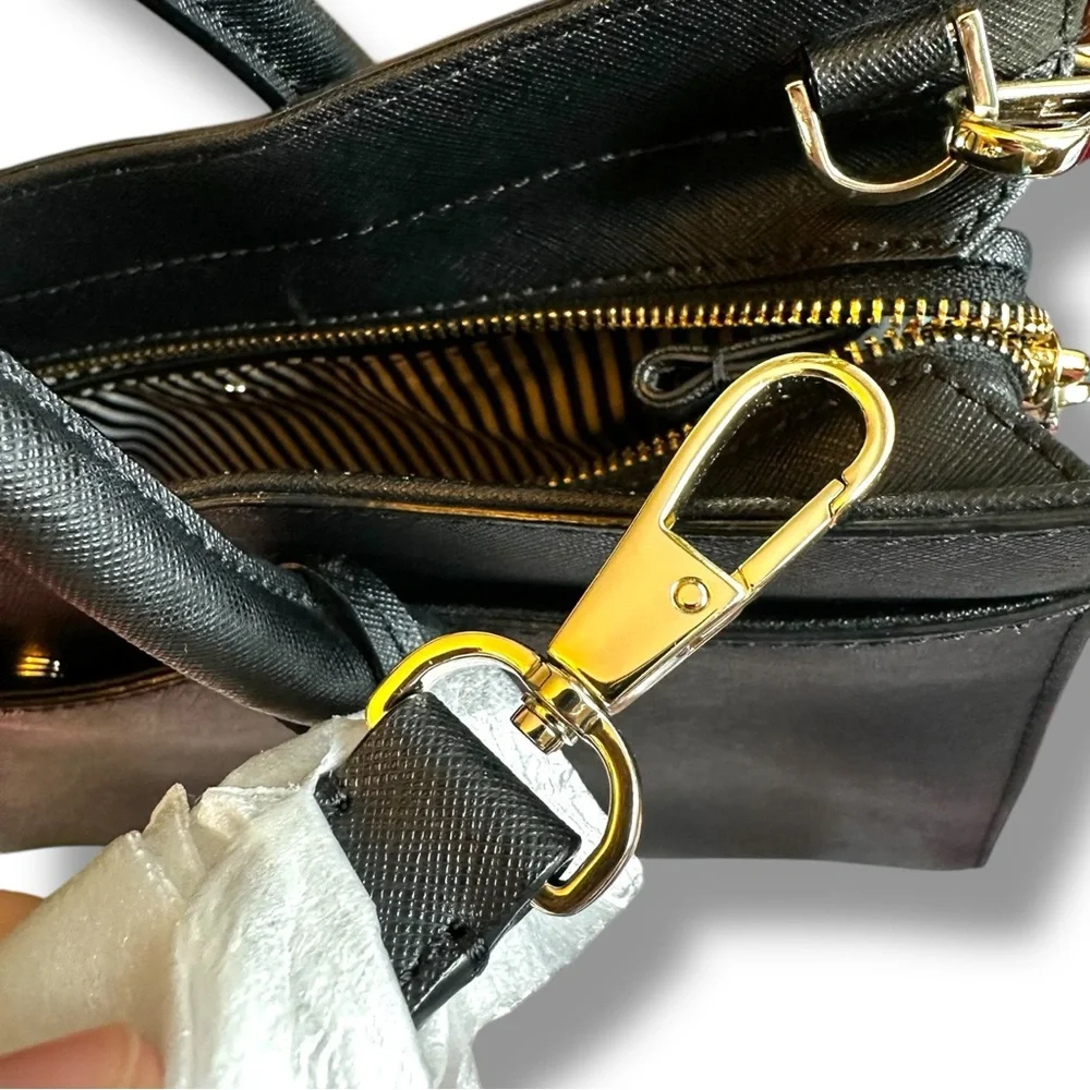 Kate Spade Black Cameron Street Candace handbag with striped strap & tassel - Picture 10 of 15